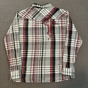 Cowboy Hardware Pearl Snap Shirt Men's XL Embroidered Western Rockabilly Grunge